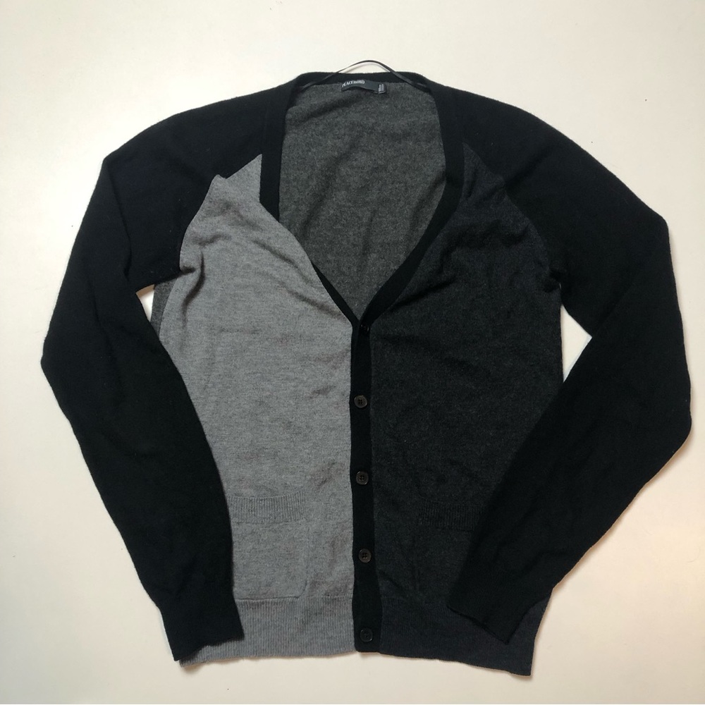 Peacebird Womens Gray Black Cardigan Medium
